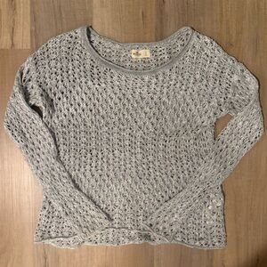 Hollister Light Gray Open-Knit 90s Y2K Vintage Vibes Sweater